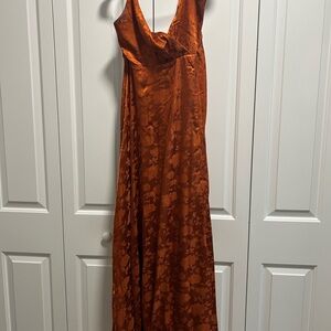 Elegant Rust Orange Sleeveless Dress